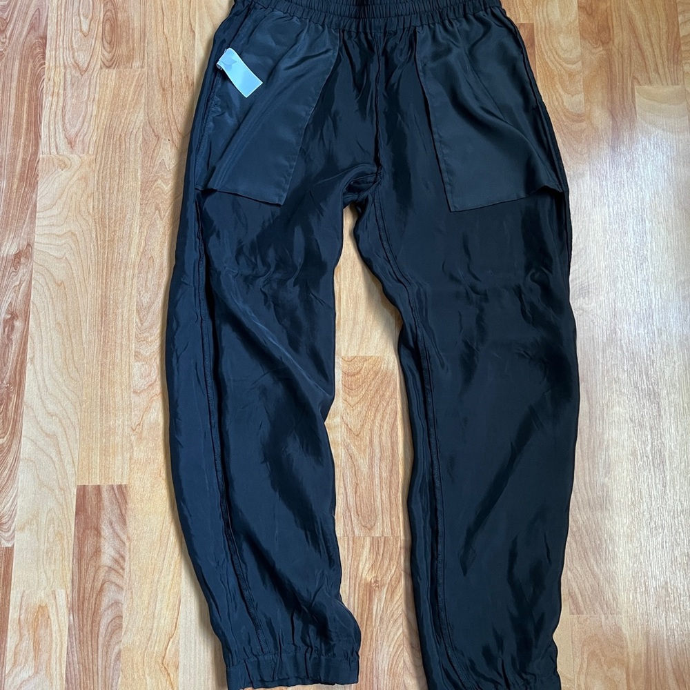 NWT J. Crew Black Cupro Elastic Waist Drawstring Joggers sz 2 - Picture 3 of 10